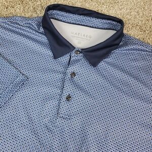 Maelreg Mens 2XL Blue AOP Geometric Performance Stretch Golf Polo Short Sleeve